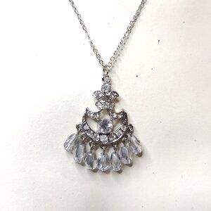 VINTAGE RHINESTONE NECKLACE SILVER TONE